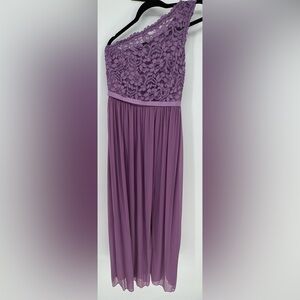 David's Bridal Long One Shoulder Lace Bridesmaid Dress